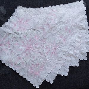 Set of 6 Embroidered Placemats Pink White Floral